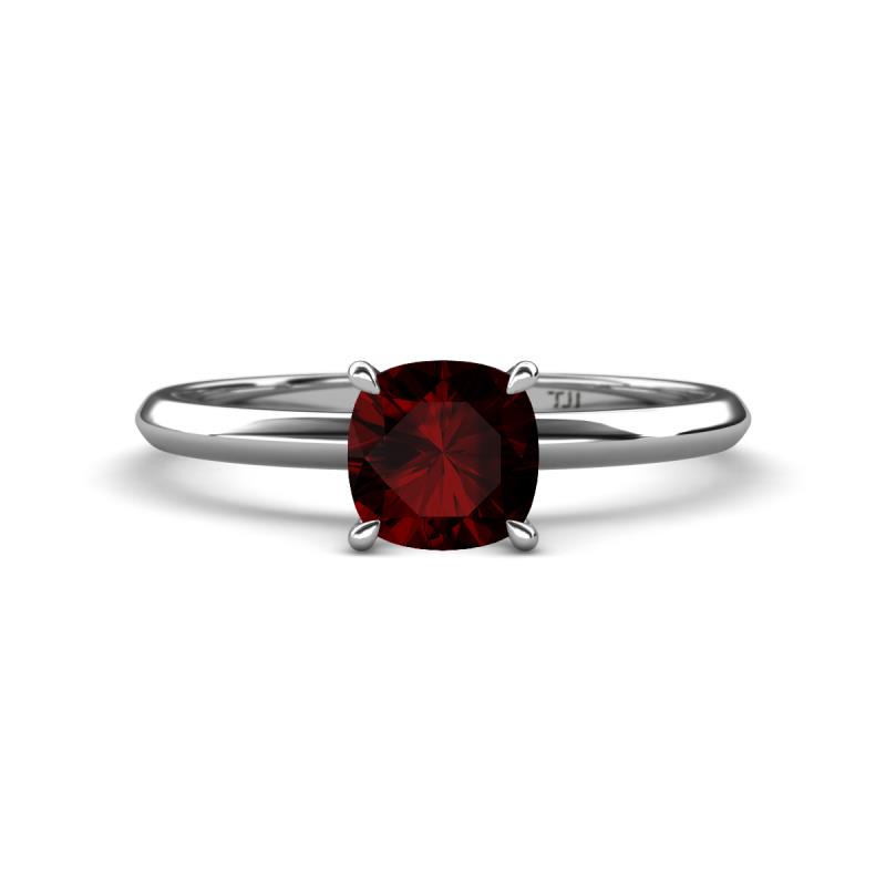 Elodie 6.00 mm Cushion Red Garnet Solitaire Engagement Ring 