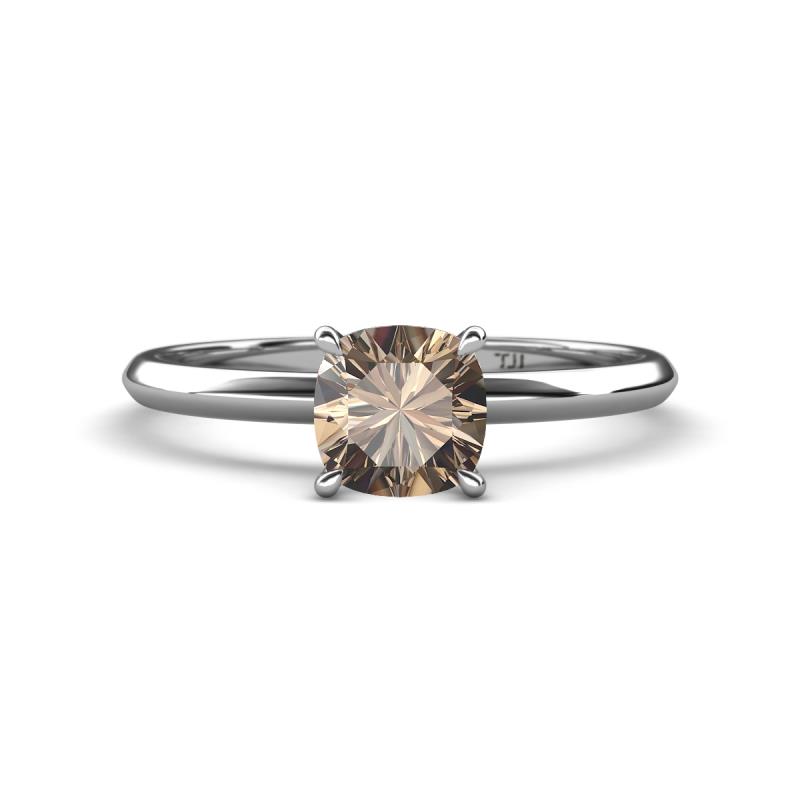 Elodie 6.00 mm Cushion Smoky Quartz Solitaire Engagement Ring 