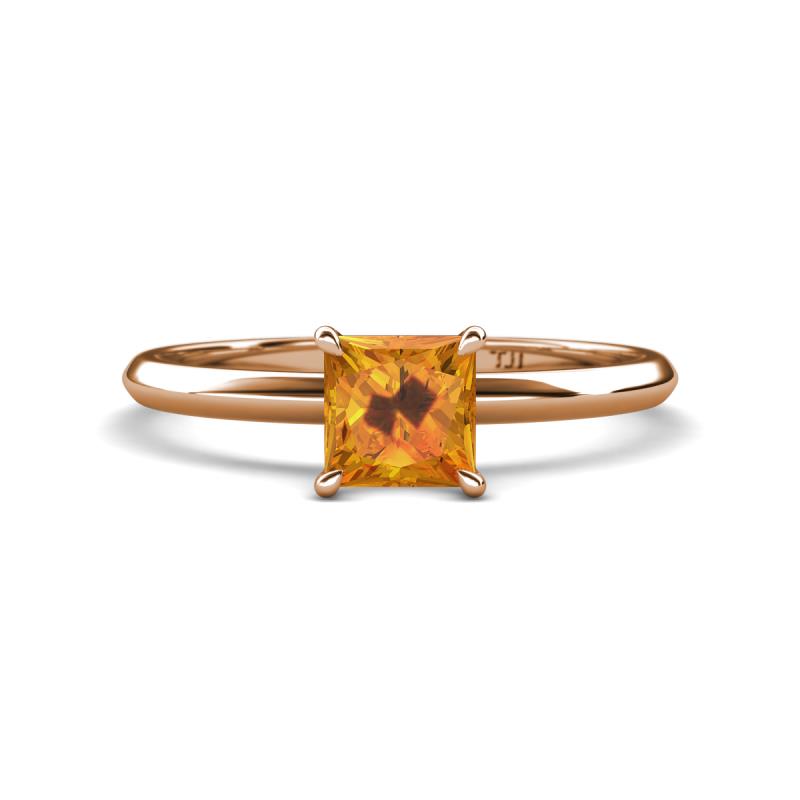 Elodie 6.00 mm Princess Citrine Solitaire Engagement Ring 