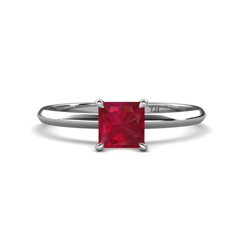 Elodie 6.00 mm Princess Lab Created Ruby Solitaire Engagement Ring 