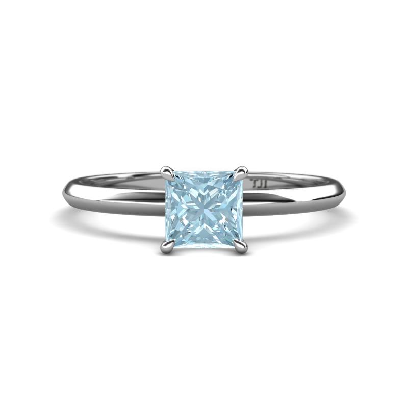 Elodie 6.00 mm Princess Aquamarine Solitaire Engagement Ring 