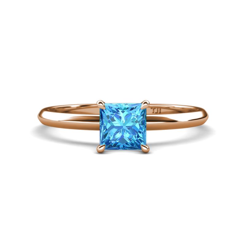 Elodie 6.00 mm Princess Blue Topaz Solitaire Engagement Ring 