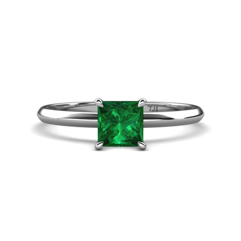 Elodie 6.00 mm Princess Lab Created Emerald Solitaire Engagement Ring 