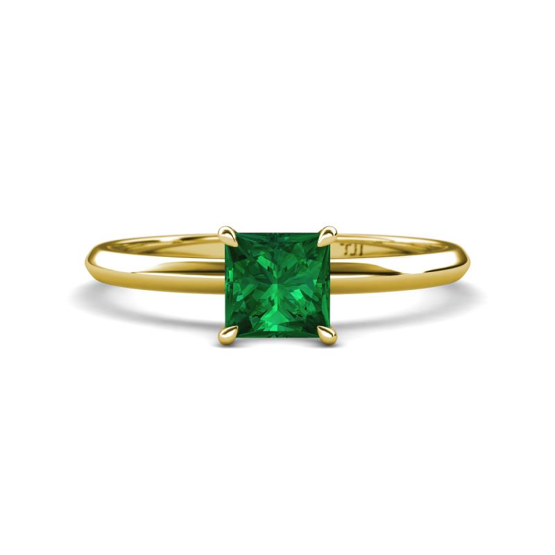 Elodie 6.00 mm Princess Lab Created Emerald Solitaire Engagement Ring 