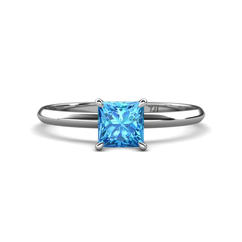 Elodie 6.00 mm Princess Blue Topaz Solitaire Engagement Ring 