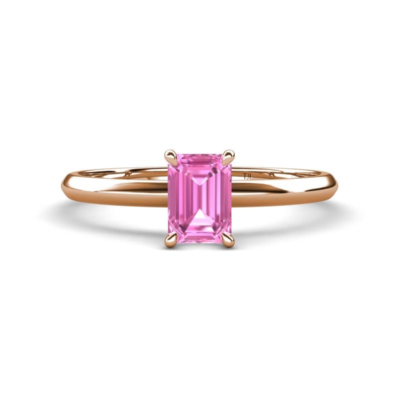 Elodie 7x5 mm Emerald Cut Pink Sapphire Solitaire Engagement Ring 