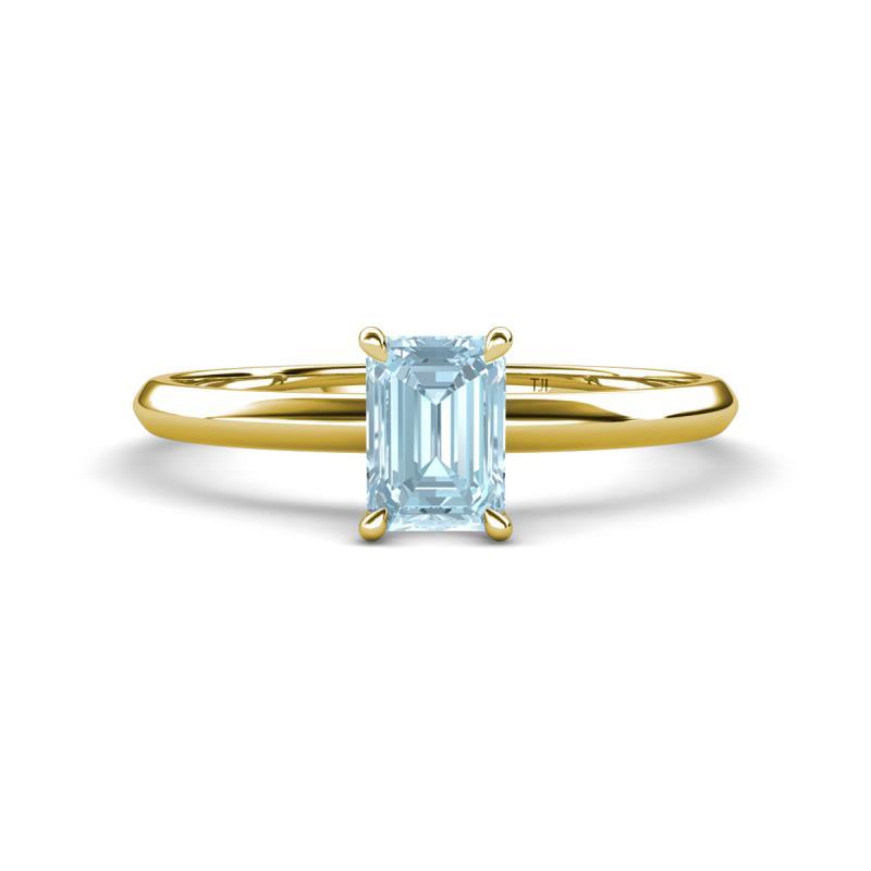 Elodie 7x5 mm Emerald Cut Aquamarine Solitaire Engagement Ring 