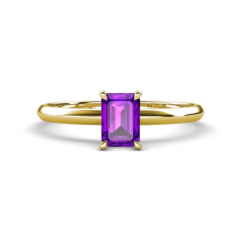 Elodie 7x5 mm Emerald Cut Amethyst Solitaire Engagement Ring 
