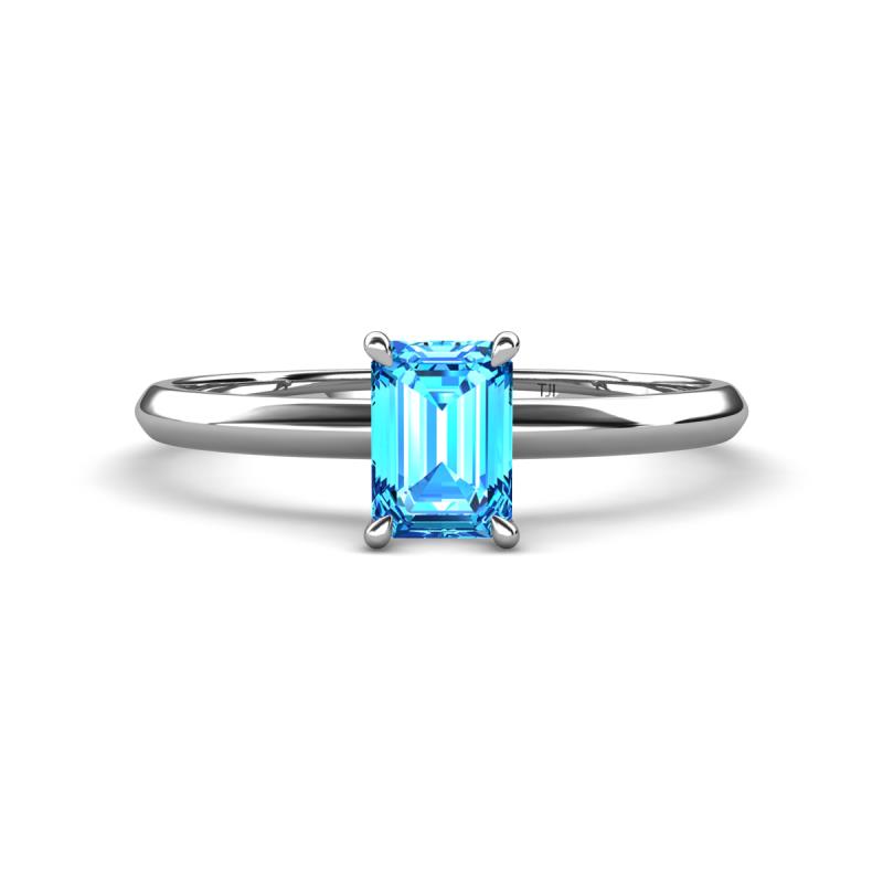 Elodie 7x5 mm Emerald Cut Blue Topaz Solitaire Engagement Ring 