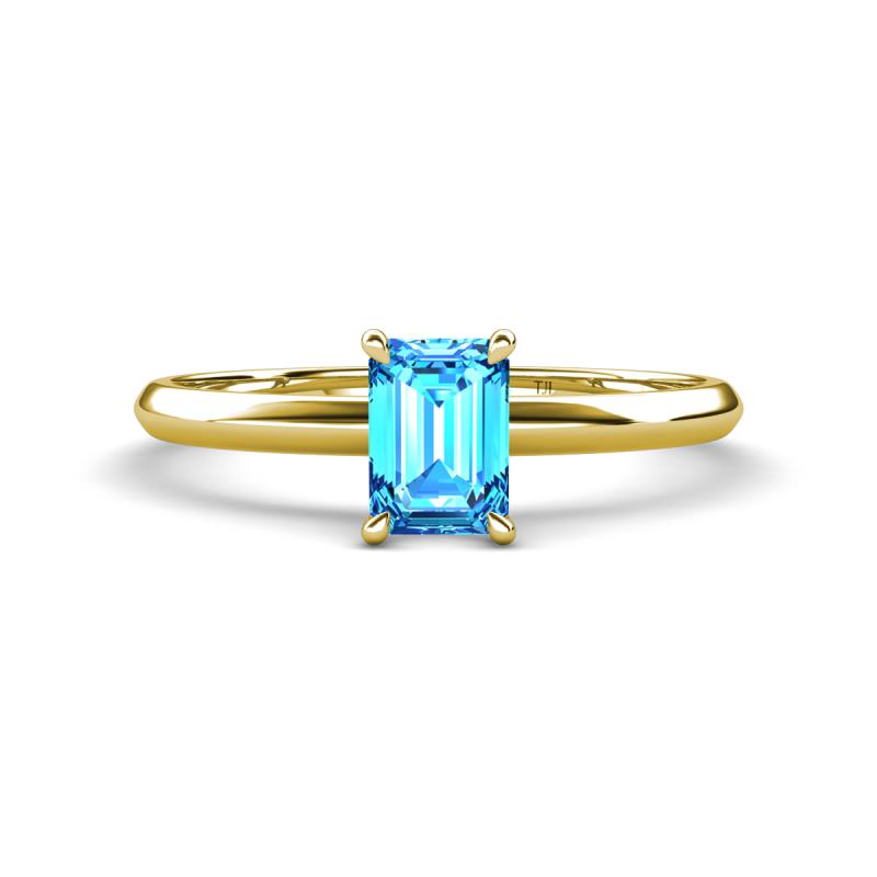 Elodie 7x5 mm Emerald Cut Blue Topaz Solitaire Engagement Ring 