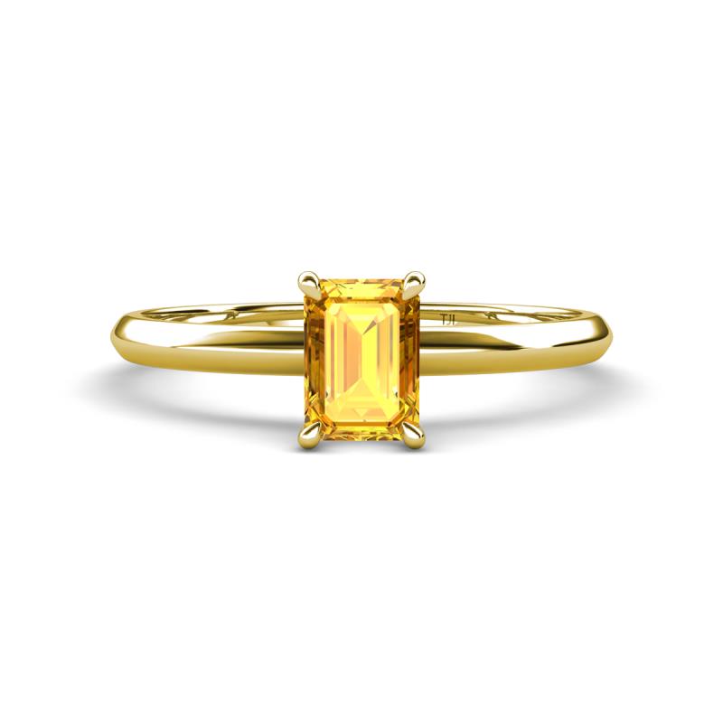 Elodie 7x5 mm Emerald Cut Citrine Solitaire Engagement Ring 