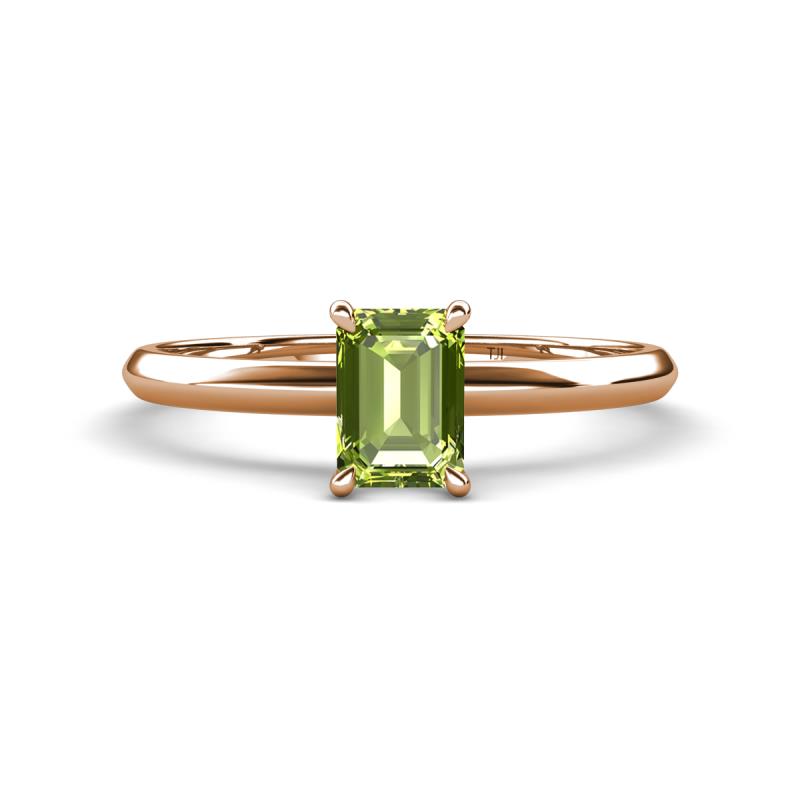Elodie 7x5 mm Emerald Cut Peridot Solitaire Engagement Ring 