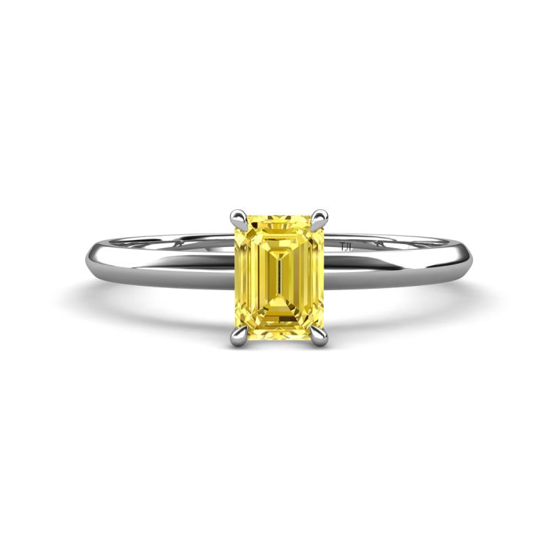 Elodie 7x5 mm Emerald Cut Yellow Sapphire Solitaire Engagement Ring 