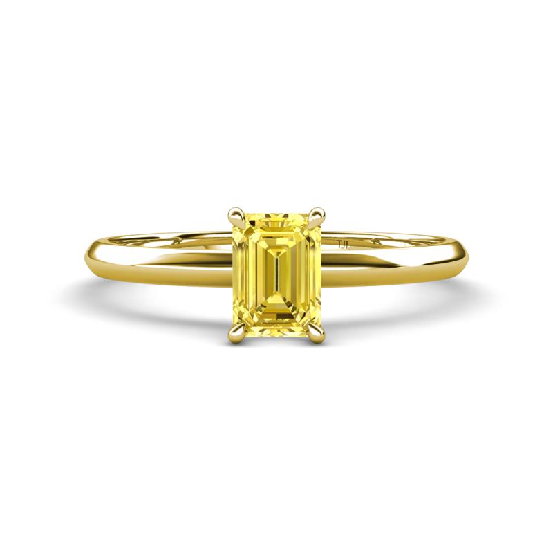Elodie 7x5 mm Emerald Cut Yellow Sapphire Solitaire Engagement Ring 