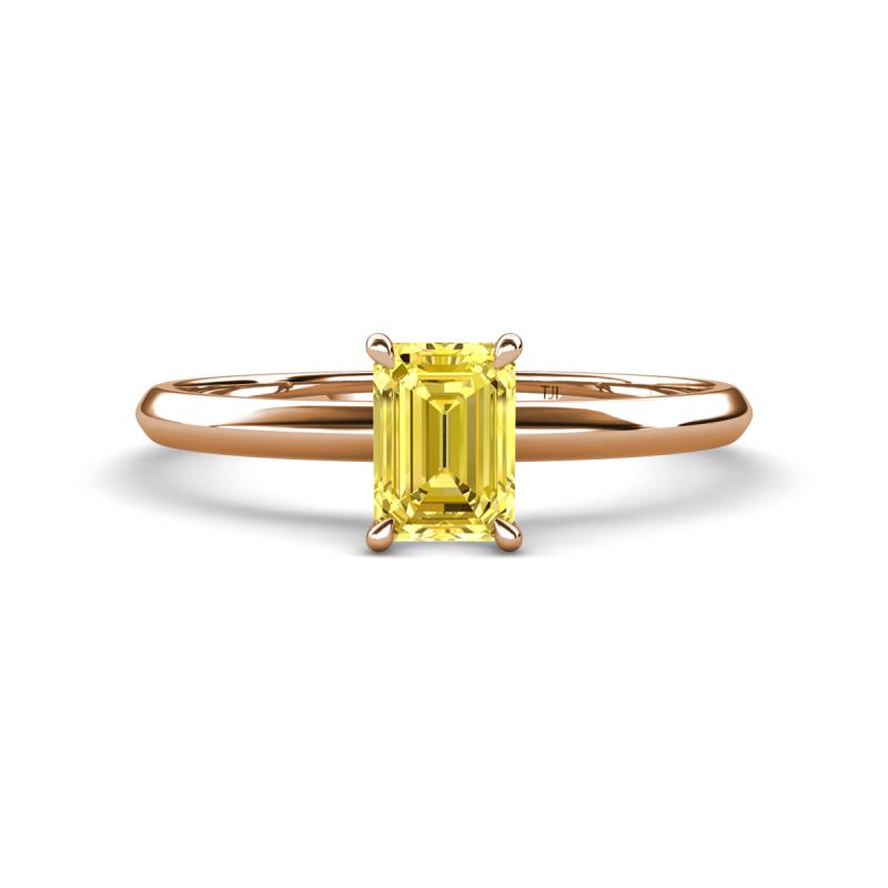 Elodie 7x5 mm Emerald Cut Yellow Sapphire Solitaire Engagement Ring 