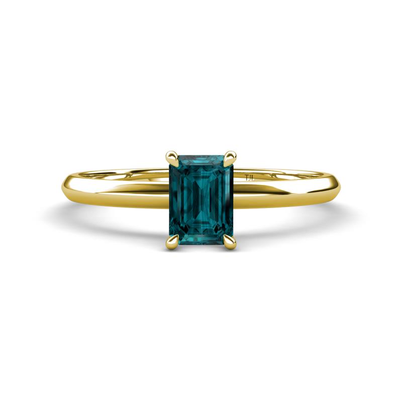 Elodie 7x5 mm Emerald Cut London Blue Topaz Solitaire Engagement Ring 
