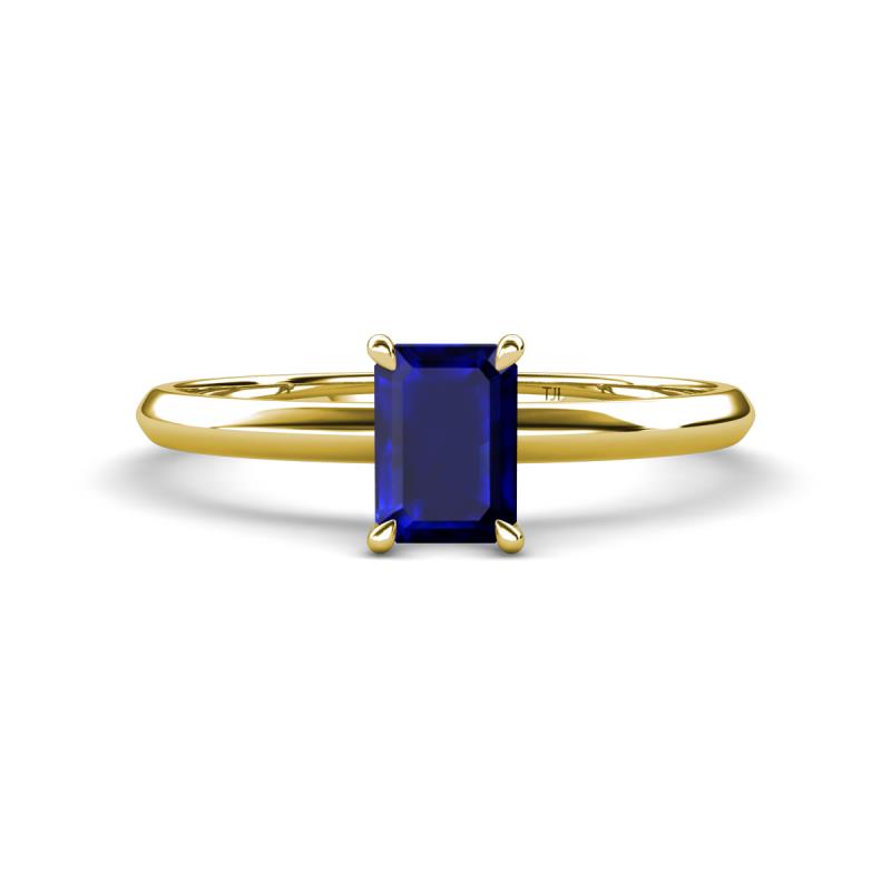 Elodie 7x5 mm Emerald Cut Blue Sapphire Solitaire Engagement Ring 