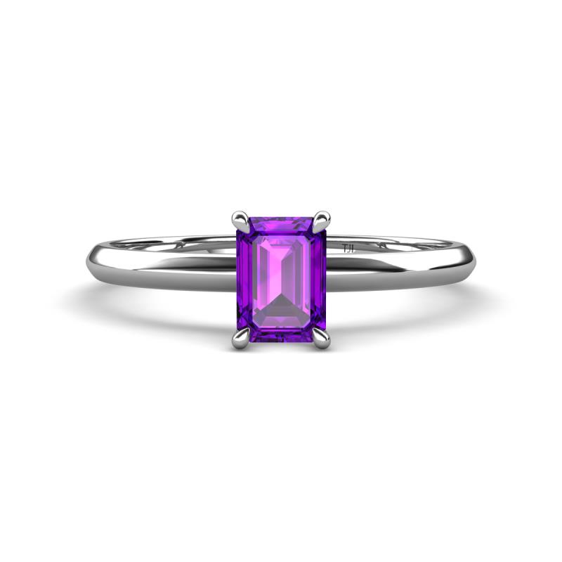 Elodie 7x5 mm Emerald Cut Amethyst Solitaire Engagement Ring 