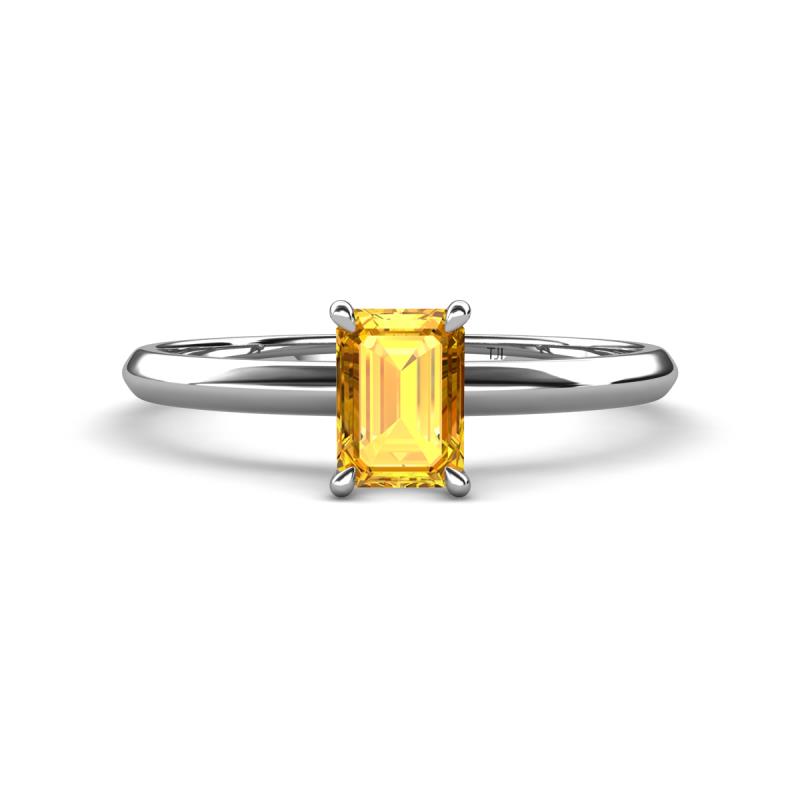 Elodie 7x5 mm Emerald Cut Citrine Solitaire Engagement Ring 