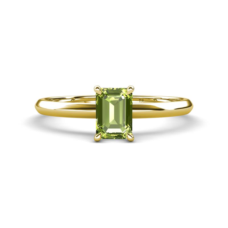 Elodie 7x5 mm Emerald Cut Peridot Solitaire Engagement Ring 