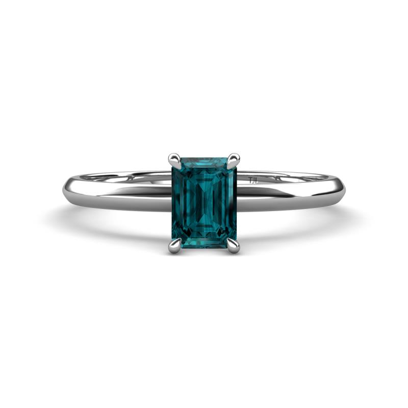 Elodie 7x5 mm Emerald Cut London Blue Topaz Solitaire Engagement Ring 