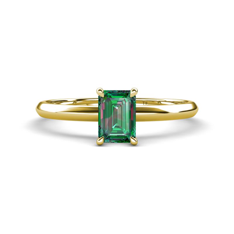 Elodie 7x5 mm Emerald Cut Lab Created Alexandrite Solitaire Engagement Ring 