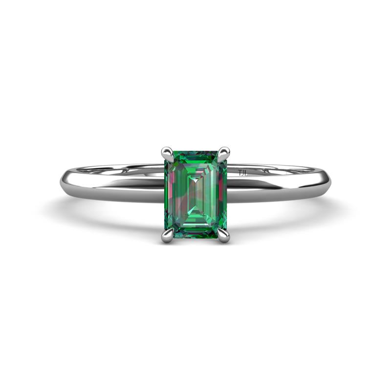 Elodie 7x5 mm Emerald Cut Lab Created Alexandrite Solitaire Engagement Ring 