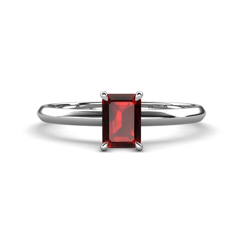 Elodie 7x5 mm Emerald Cut Red Garnet Solitaire Engagement Ring 