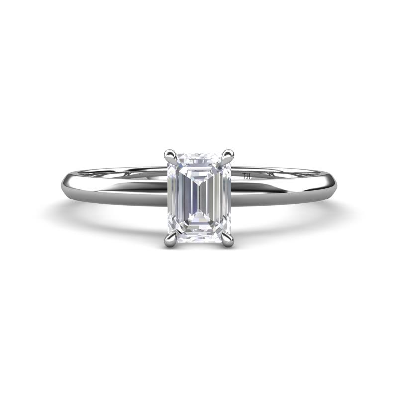 Elodie 7x5 mm Emerald Cut White Sapphire Solitaire Engagement Ring 