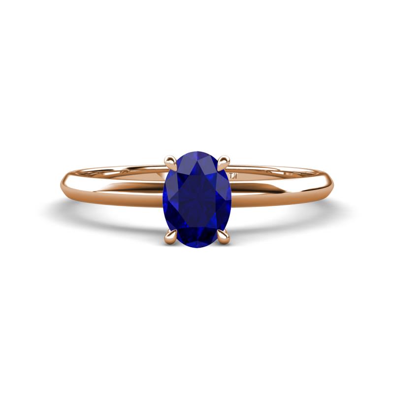 Elodie 7x5 mm Oval Blue Sapphire Solitaire Engagement Ring 
