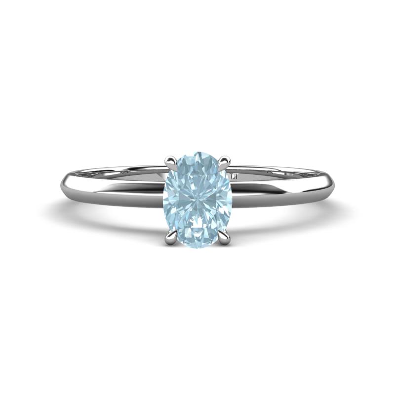 Elodie 7x5 mm Oval Aquamarine Solitaire Engagement Ring 