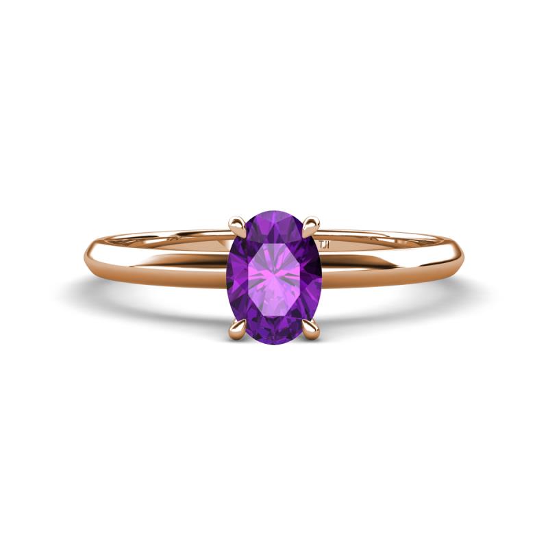Elodie 7x5 mm Oval Amethyst Solitaire Engagement Ring 