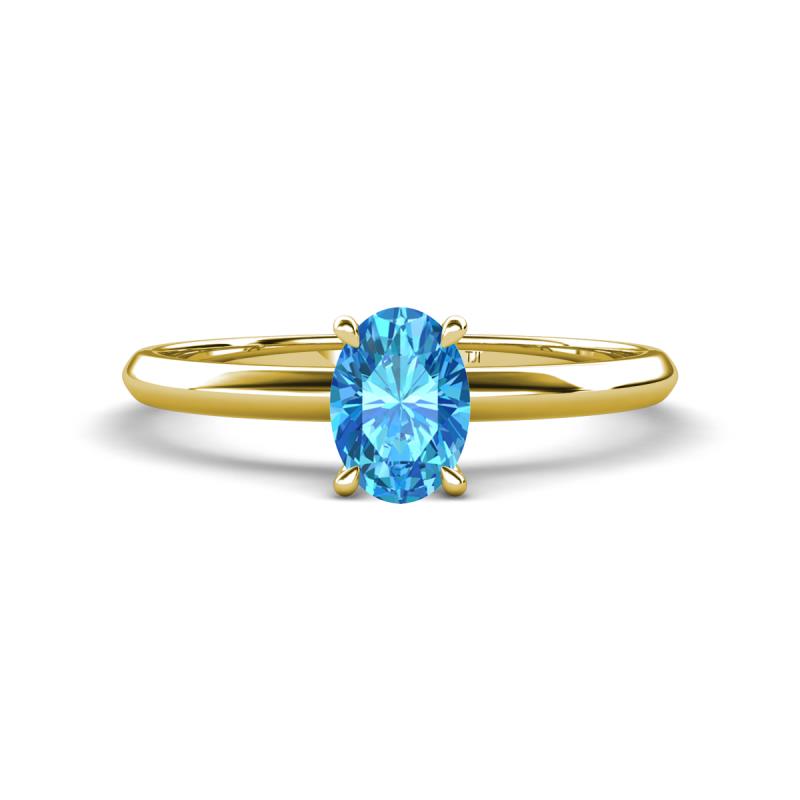 Elodie 7x5 mm Oval Blue Topaz Solitaire Engagement Ring 