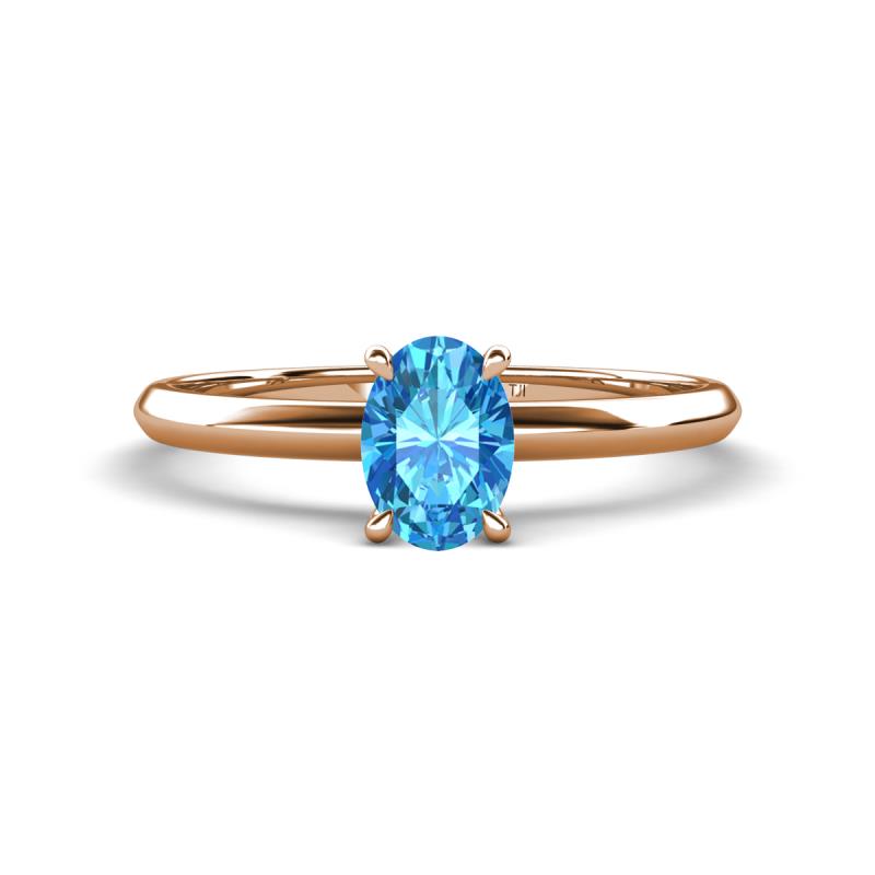 Elodie 7x5 mm Oval Blue Topaz Solitaire Engagement Ring 