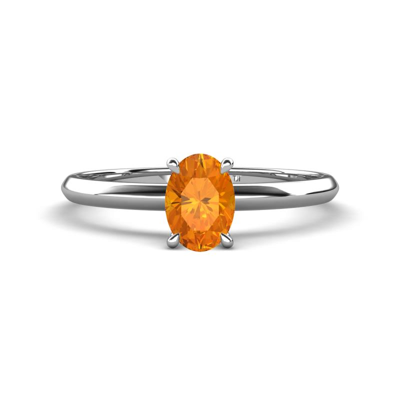 Elodie 7x5 mm Oval Citrine Solitaire Engagement Ring 