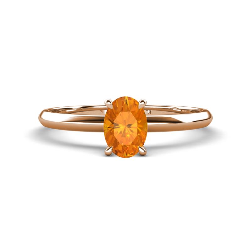 Elodie 7x5 mm Oval Citrine Solitaire Engagement Ring 