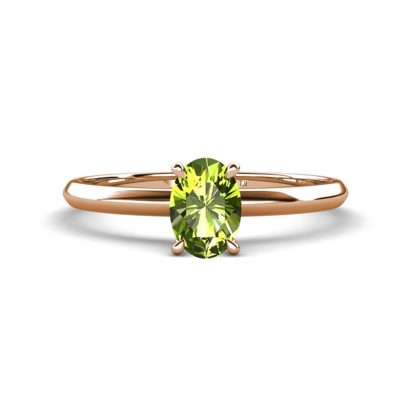 Elodie 7x5 mm Oval Peridot Solitaire Engagement Ring 