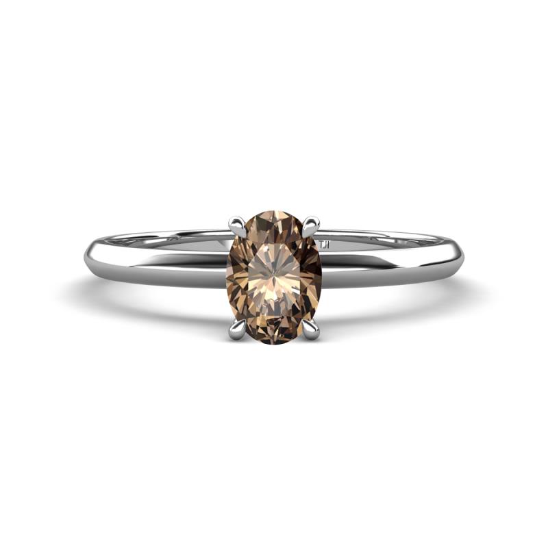 Elodie 7x5 mm Oval Smoky Quartz Solitaire Engagement Ring 