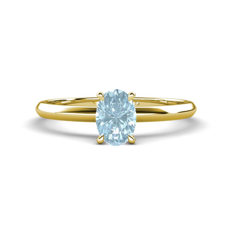 Elodie 7x5 mm Oval Aquamarine Solitaire Engagement Ring 