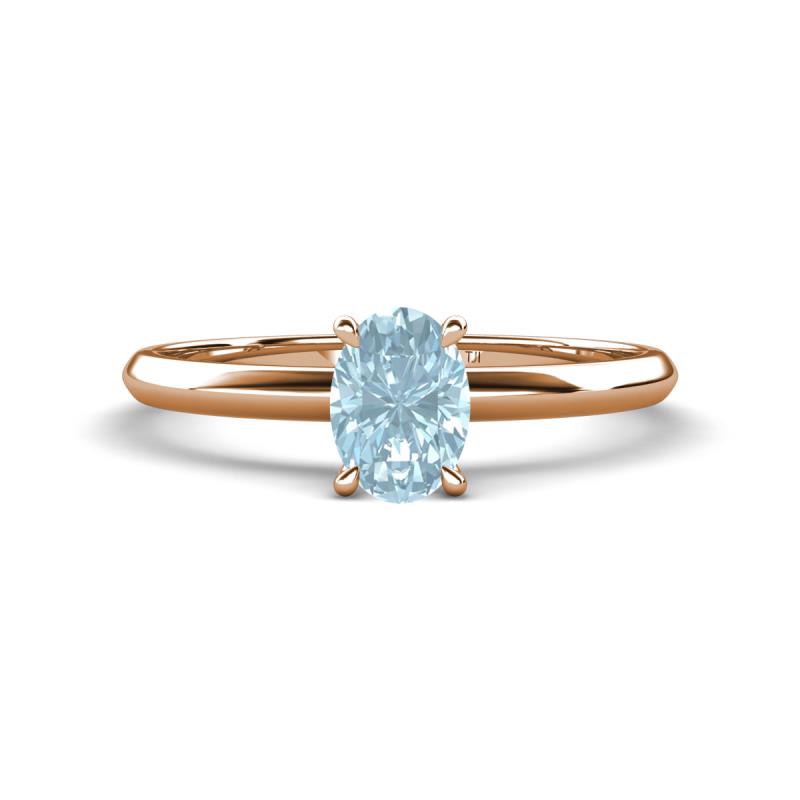 Elodie 7x5 mm Oval Aquamarine Solitaire Engagement Ring 