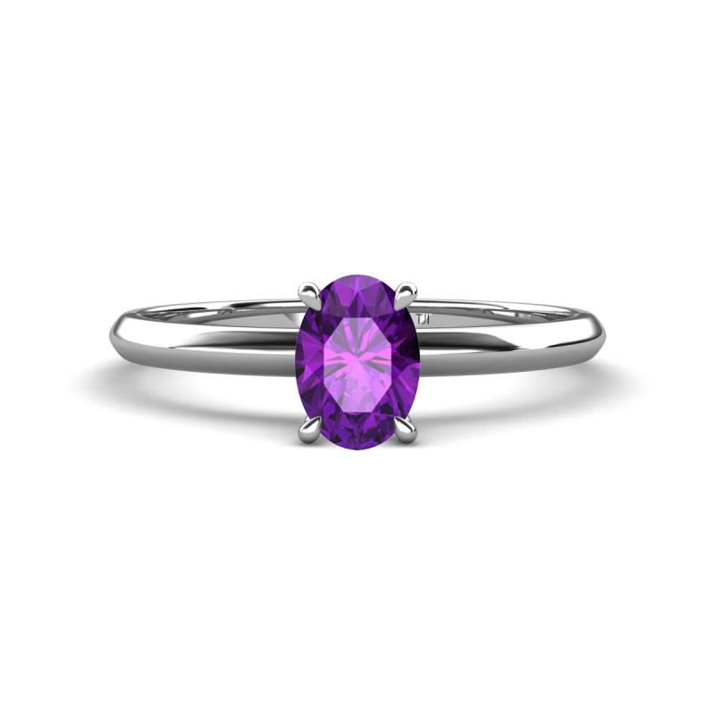 Elodie 7x5 mm Oval Amethyst Solitaire Engagement Ring 