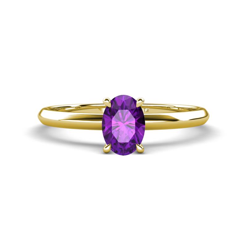 Elodie 7x5 mm Oval Amethyst Solitaire Engagement Ring 