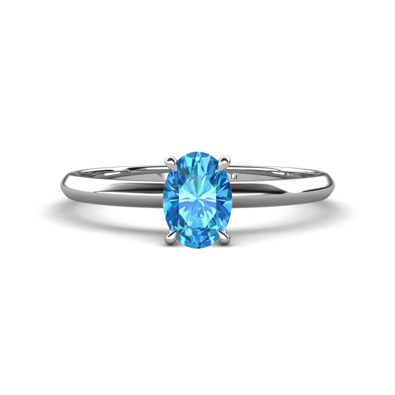 Elodie 7x5 mm Oval Blue Topaz Solitaire Engagement Ring 