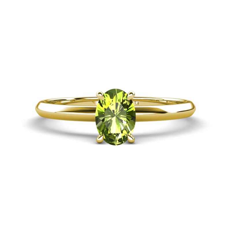 Elodie 7x5 mm Oval Peridot Solitaire Engagement Ring 