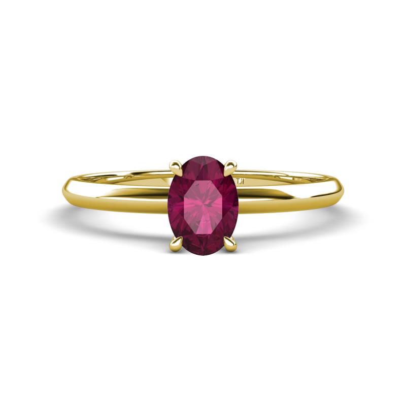 Elodie 7x5 mm Oval Rhodolite Garnet Solitaire Engagement Ring 