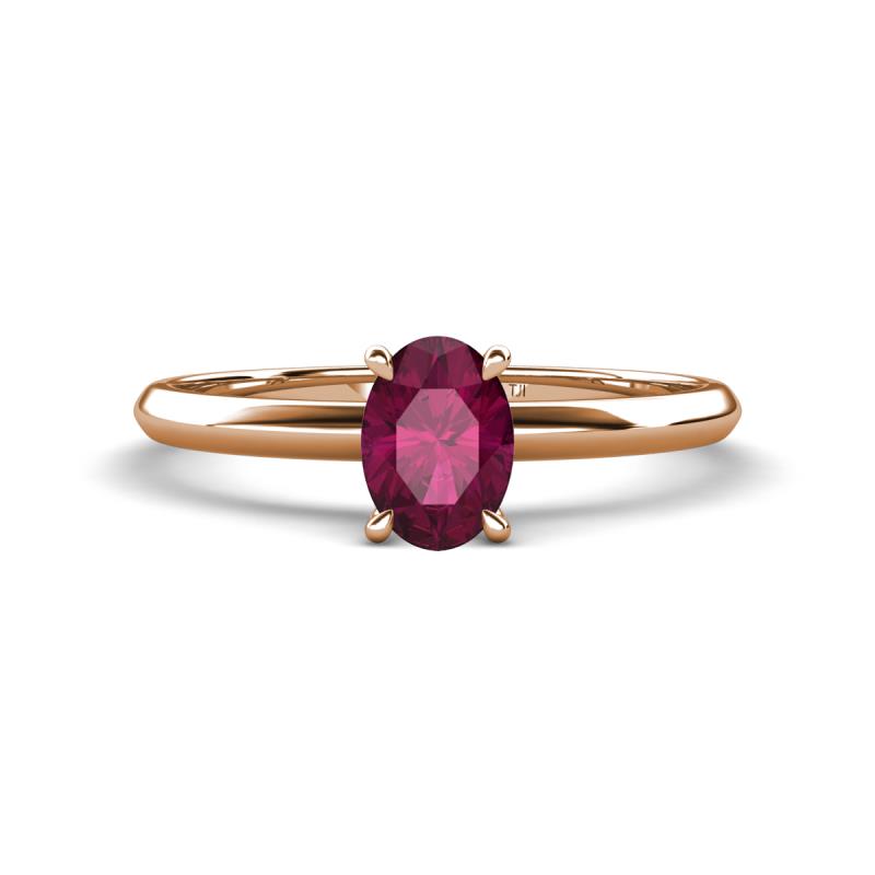 Elodie 7x5 mm Oval Rhodolite Garnet Solitaire Engagement Ring 