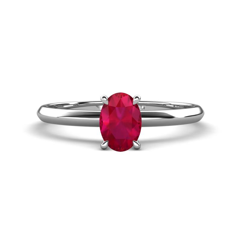 Elodie 7x5 mm Oval Ruby Solitaire Engagement Ring 