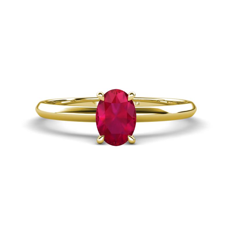 Elodie 7x5 mm Oval Ruby Solitaire Engagement Ring 