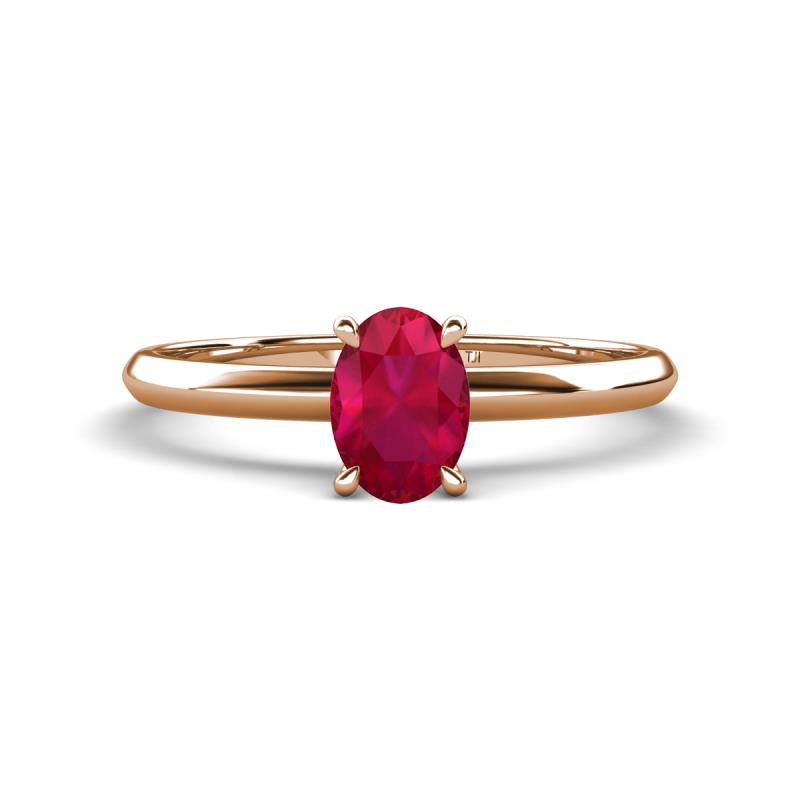 Elodie 7x5 mm Oval Ruby Solitaire Engagement Ring 