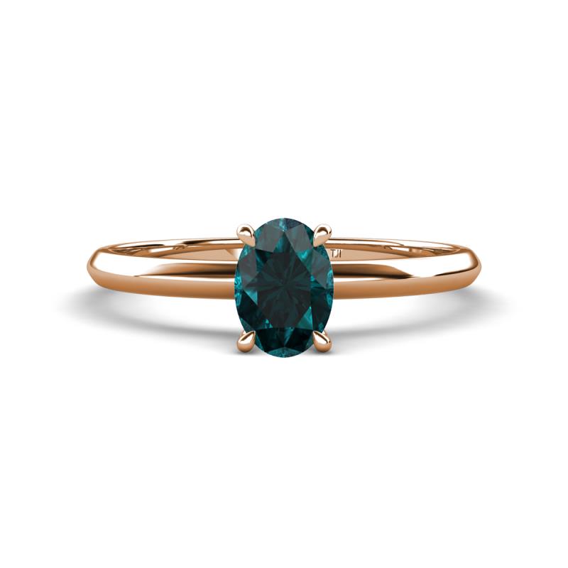 Elodie 7x5 mm Oval London Blue Topaz Solitaire Engagement Ring 